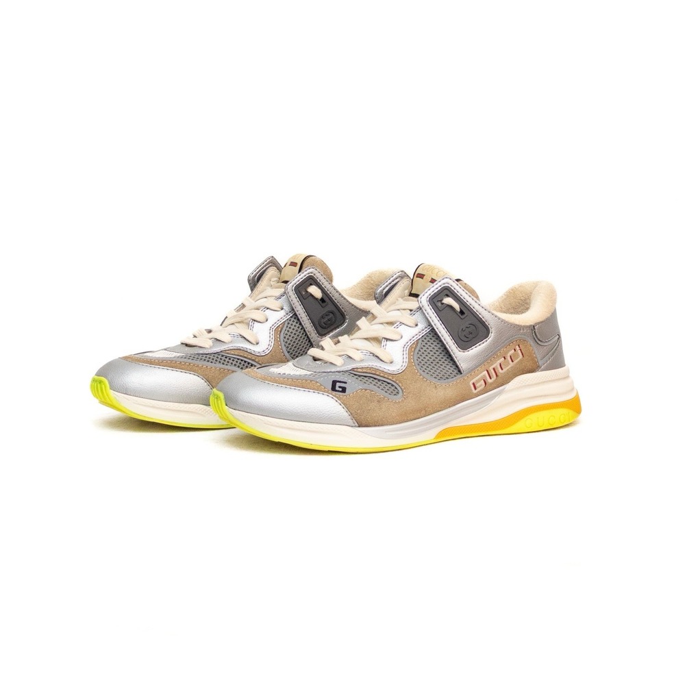 Authentic Men's Gucci Grey / Beige Suede‎ and Mesh Ultrapace Sneakers Size US:9